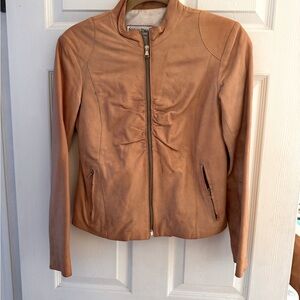 Tan Vera pele genuine Italian Leather Jacket 42